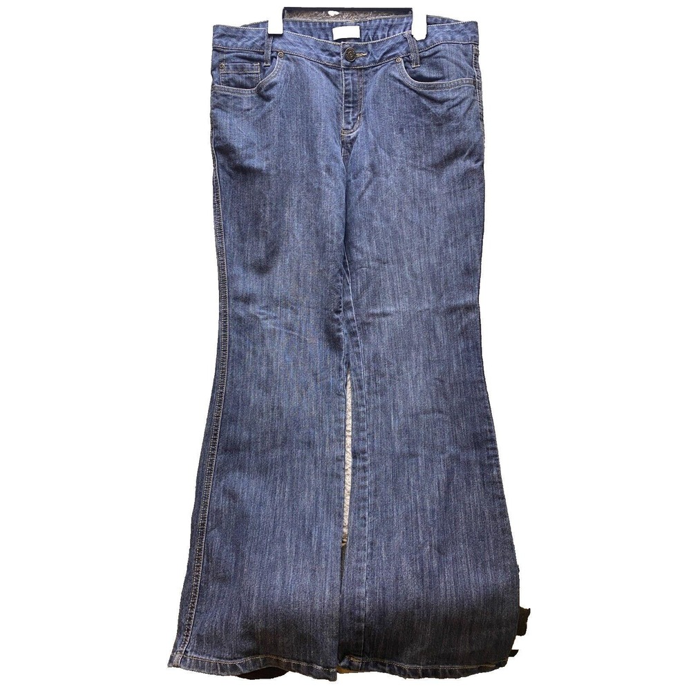 Metro 7 Jeans Women 12 (34x31) Flared‎ Vintage Y2K Stretch Medium Wash Baggy